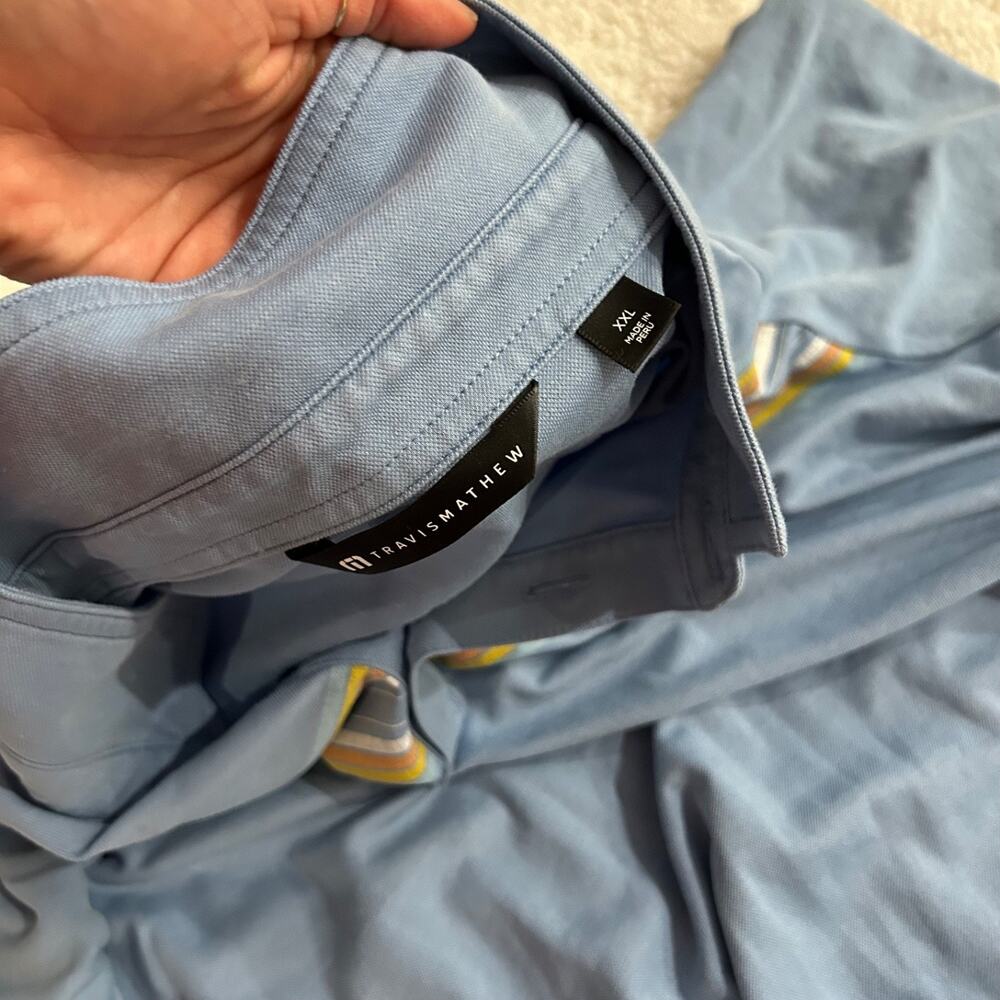 Travis Mathew Men Blue Short Sleeve Polo XXL Preppy Tennis Sport Golf Athleisure - Picture 7 of 7